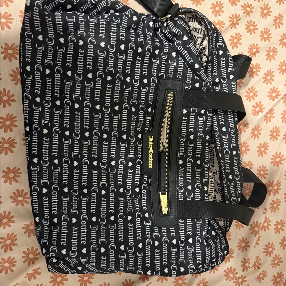 Juicy Couture Black and Cream Logo Tote